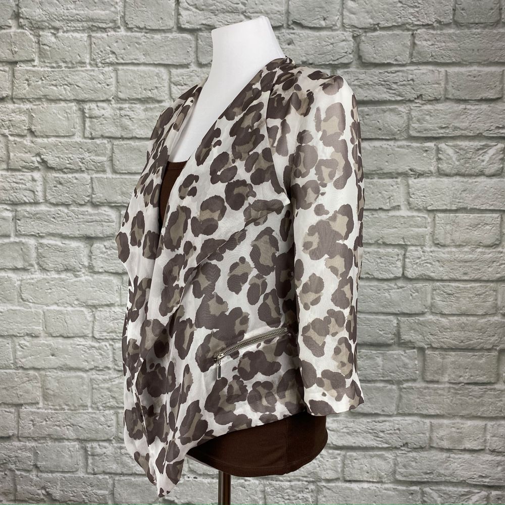 Chico's Drape Front Leopard Print Lined Light Jac… - image 3